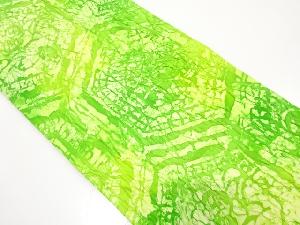 ふくれ織　亀甲に抽象花模様　全通袋帯